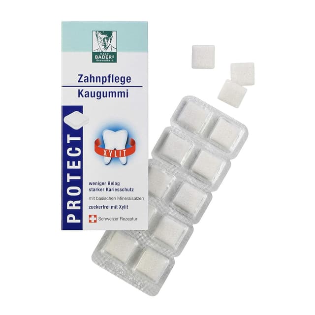 Detalle de BADERs PROTECT Kaugummi aus der Apotheke – 4 Sorten Zahnpflege-Kaugummi (vegan)