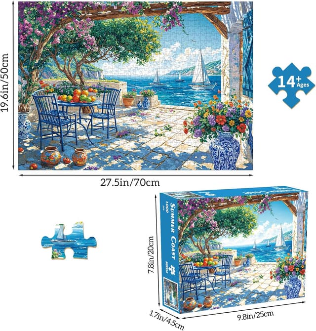 Detalle 2 de TangComplete TangComplete 1000-Piece Summer Coast Jigsaw Puzzle (70 x 50 cm)