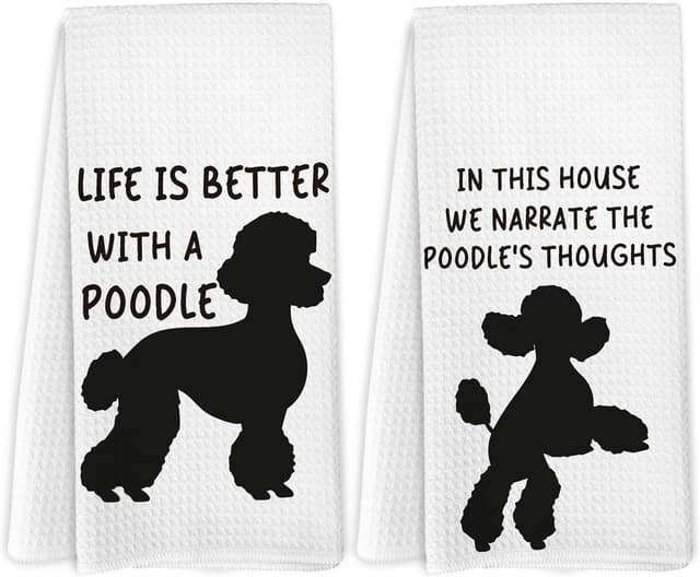 Imagen de Yorhifa Poodle Gifts Kitchen Towels Set of 2 en OfertitasTOP