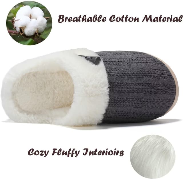 Detalle de NineCiFun women’s comfy house slippers with memory foam and fuzzy lining (open-back, non-slip)