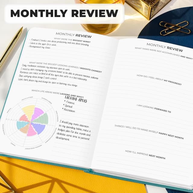 Detalle de Clever Fox Planner Premium A5 (Aquamarine) – Undated weekly & monthly organiser with vegan leather cover