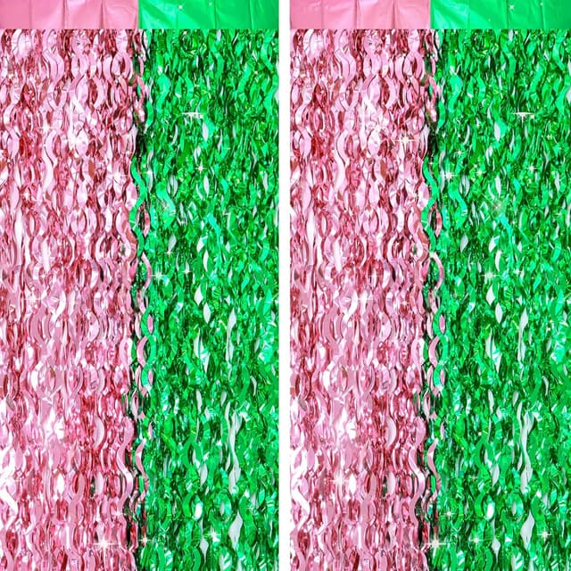 Imagen de G2PLUS G2PLUS Rosa GrĂŒn Lametta Vorhang 1x2 m đ en OfertitasTOP