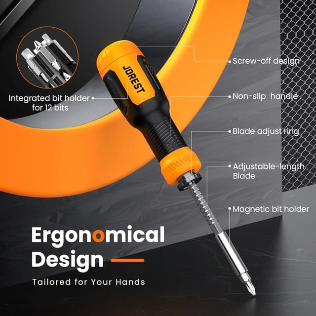 Detalle de Jorest 25-in-1 Multibit Schraubendreher-Set mit magnetischer Bitspitze und Teleskopverlängerung