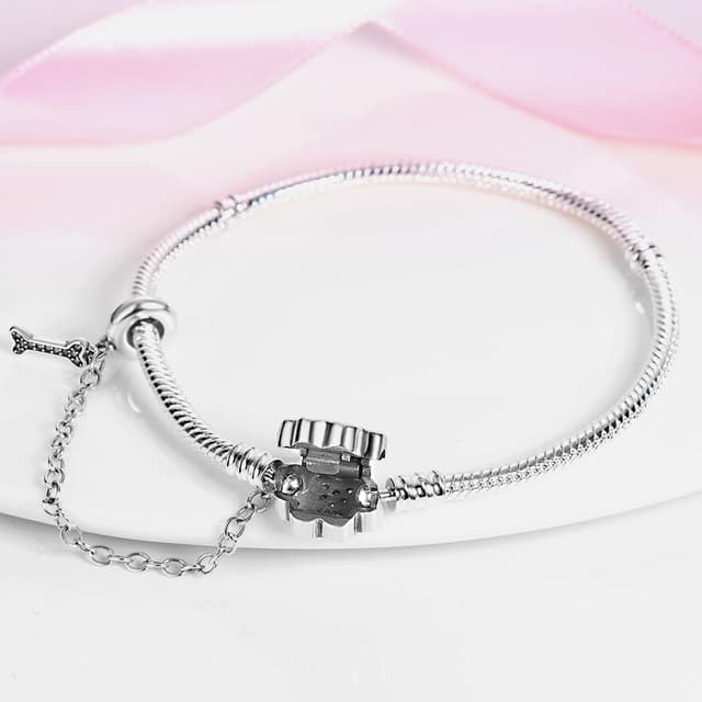 Detalle de LNQOBU Damen-Armband aus 925 Silber mit Schlangen-Charm und funkelndem Herzverschluss