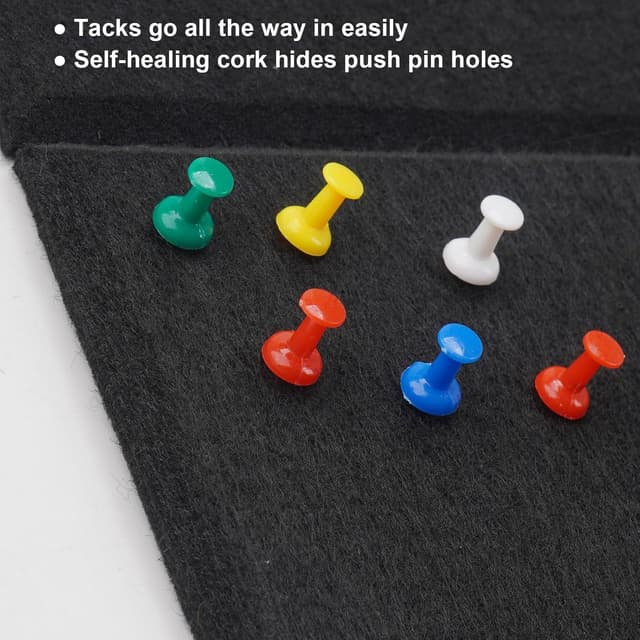 Detalle de Cork Board Alternative felt tile notice pin board (90 x 60 cm) – 6 pack with 20 pushpins, black