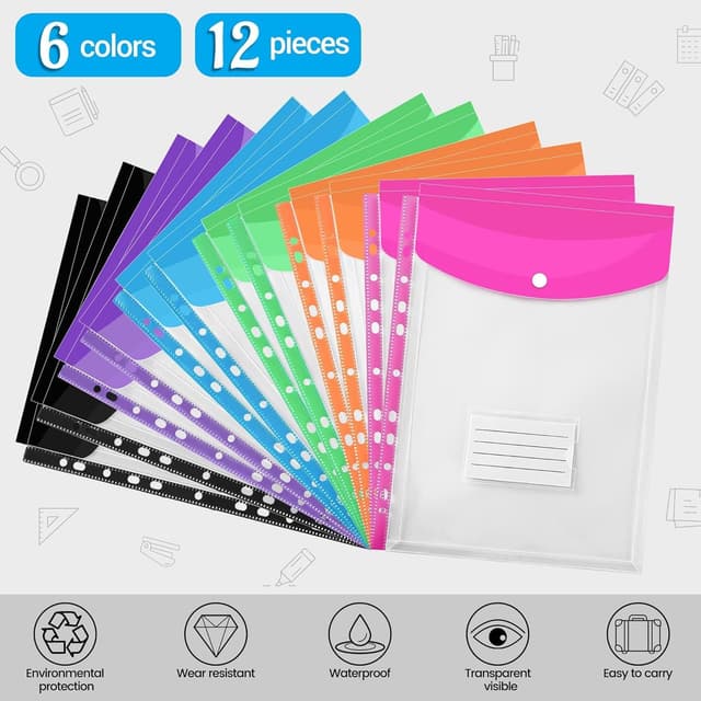 Thumbnail 3 de TOOELMON Punched Pockets A4 Wallets 12 Pack