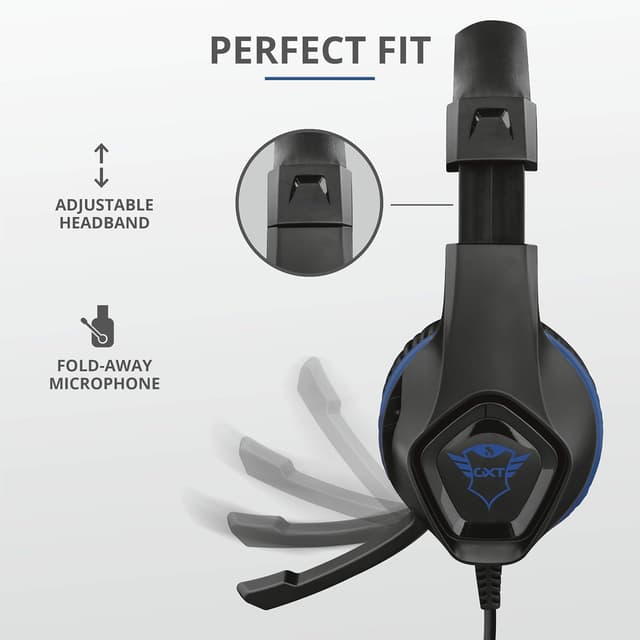 Detalle de Trust Gaming Headset GXT 404B für PS4 & PS5 (blau) – kabelgebundene Kopfhörer mit abnehmbaren Mikrofon und 40-mm-Treibern