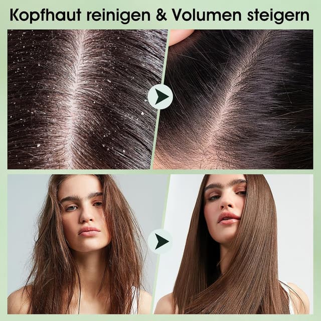 Detalle de Teebaum-Kopfhautpeeling-Shampoo 2-in-1 mit Minzöl und Kopfhautmassagegerät (300 g)