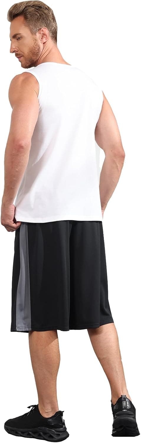 Detalle de LukBerd Men’s Long Athletic Shorts for Basketball & Gym (Camo, Quick-Dry with Pockets)