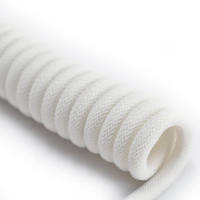 Detalle de ZDawnn Braided Coiled Type-C to USB-A Keyboard Cable (1.5m) with Detachable Aviator Connector, White