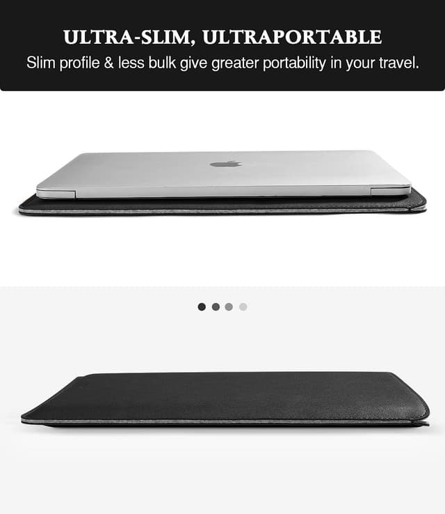 Detalle de MoKo Laptop-Hülle für MacBook Pro 14" (M2 Max, 2023/2021) – schlanke PU-Ledertasche mit Filzfutter, Schwarz