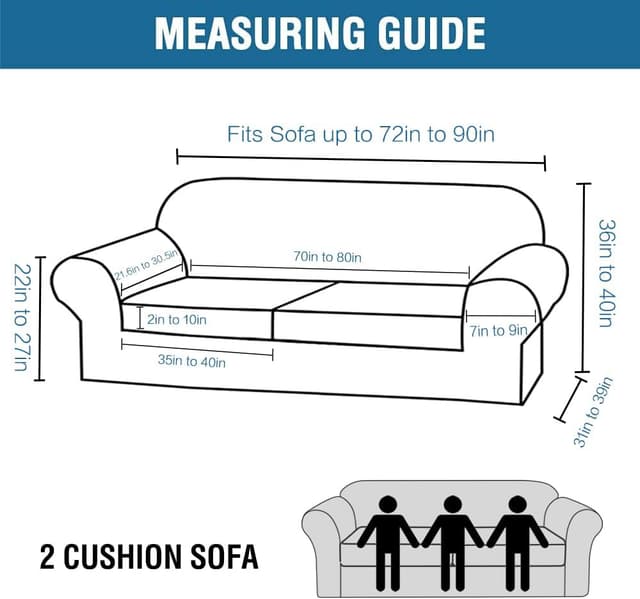 Detalle 2 de H.VERSAILTEX Real Velvet Plush 3-Piece Stretch Sofa Covers (Large, Peacock Blue) for 2 Cushions