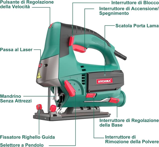 Detalle 2 de HYCHIKA Seghetto alternativo 800W per legno e metallo