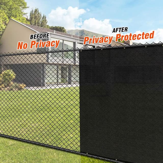 Detalle 2 de iCover 4x50ft Privacy Screen Fence outdoor mesh shade barrier with reinforced bindings and brass grommets (black)