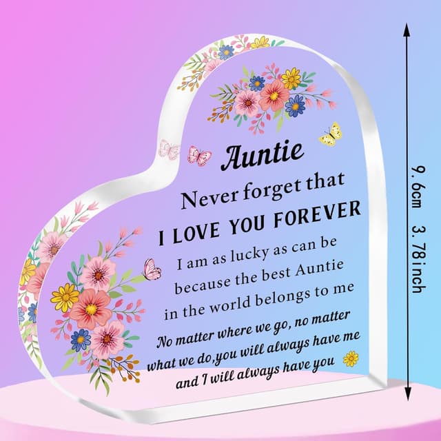 Detalle 2 de SMARGO Auntie Niece Nephew Heart-Shaped Acrylic Plaque gift