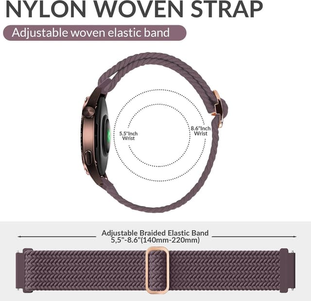 Detalle de Cinturino in nylon intrecciato 20 mm chinbersky per Samsung Galaxy Watch 4/5/6/7 (compatibile anche Watch3, Active2 e Classic)