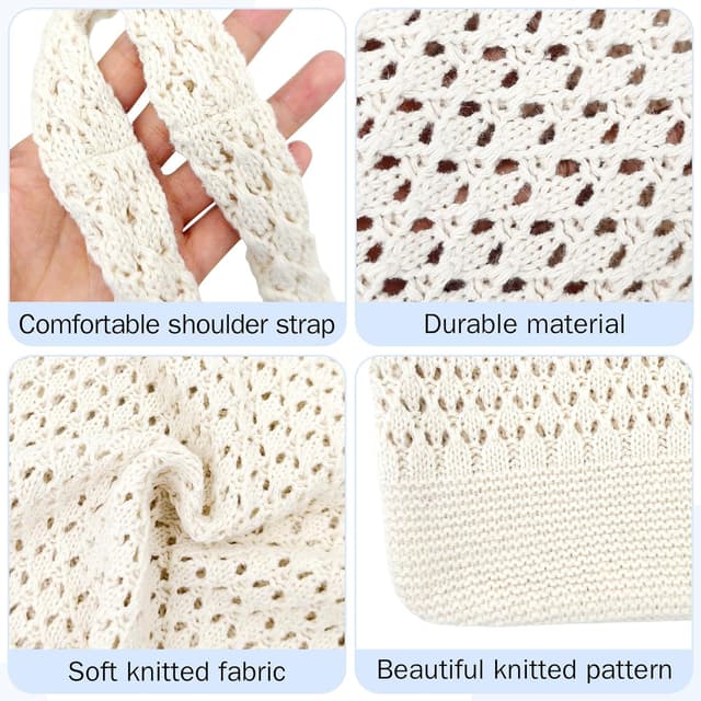 Detalle de beifon Strandtasche Damen Boho – gehäkelte Mesh-Beach Bag als Strandbeutel, Tote & Umhängetasche
