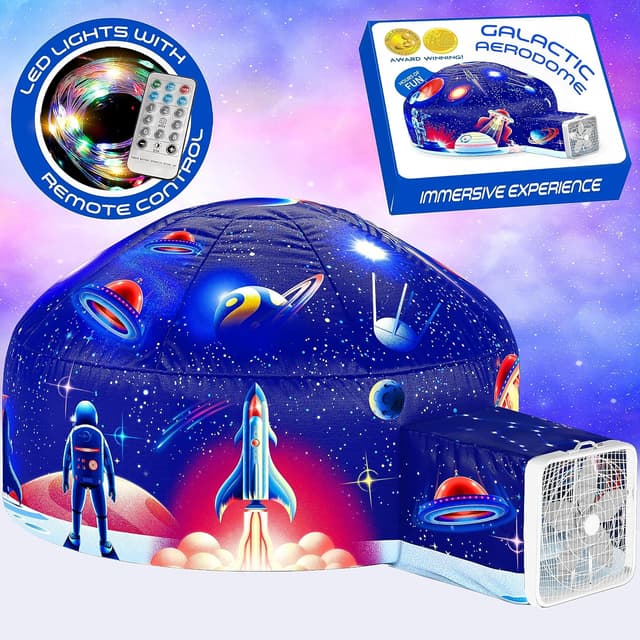 Detalle de Winston & Olive Galactic Aerodome with LED Lights Inflatable Space Fort for Kids (Ages 3–12) — Fan Not Included