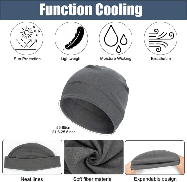 Detalle de Zouwel Set mit 3 Fahrradmützen unter dem Helm (winddicht, Polyester) – dünne Winter-Mützen für Damen & Herren