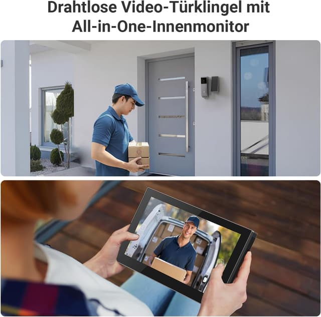 Detalle 2 de EZVIZ Kabellose Türklingel EP3x mit Smart-Display SD7, 2K/2MP & Doppellinse – Personen-/Paketerkennung