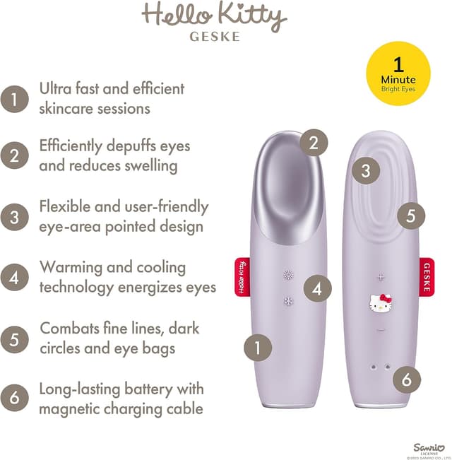 Detalle de GESKE x Hello Kitty SmartAppGuided Warm & Cool Eye Energizer (6 en 1) – masseur oculaire chauffant et rafraîchissant