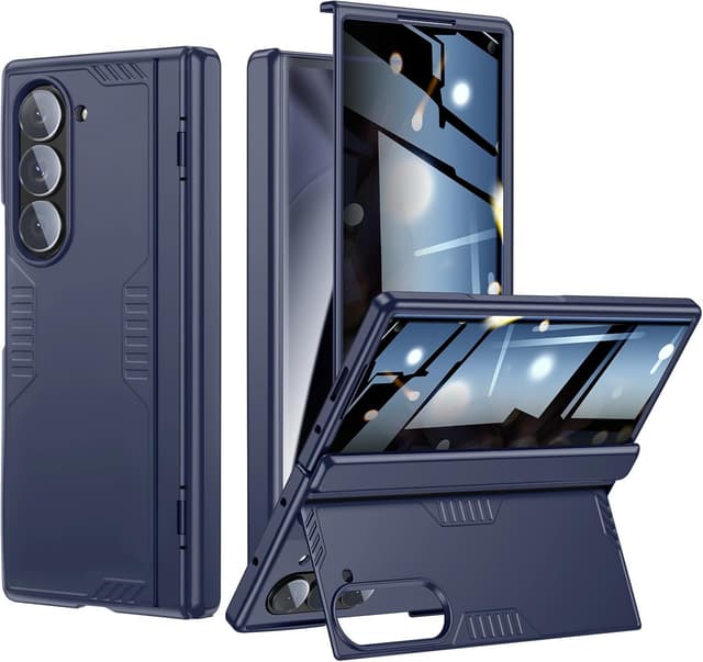 Detalle de Kaiiecal Privacy Case for Samsung Galaxy Z Fold 6 (Blue) with Privacy Screen Protector, Hidden Kickstand & Wireless Charging