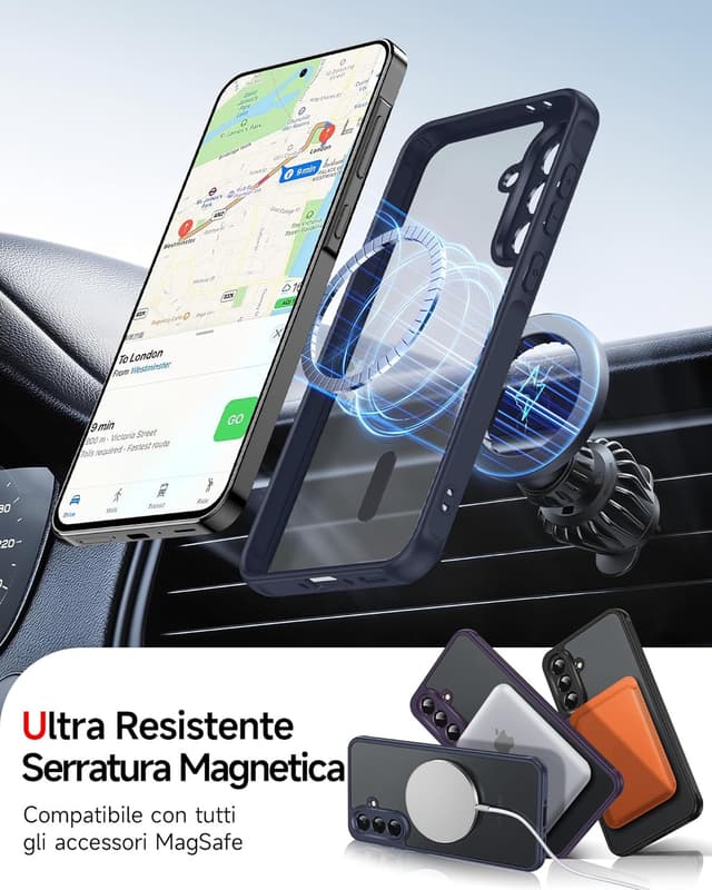 Detalle 2 de LeYi Cover magnetica A56 5G blu, 2 pezzi