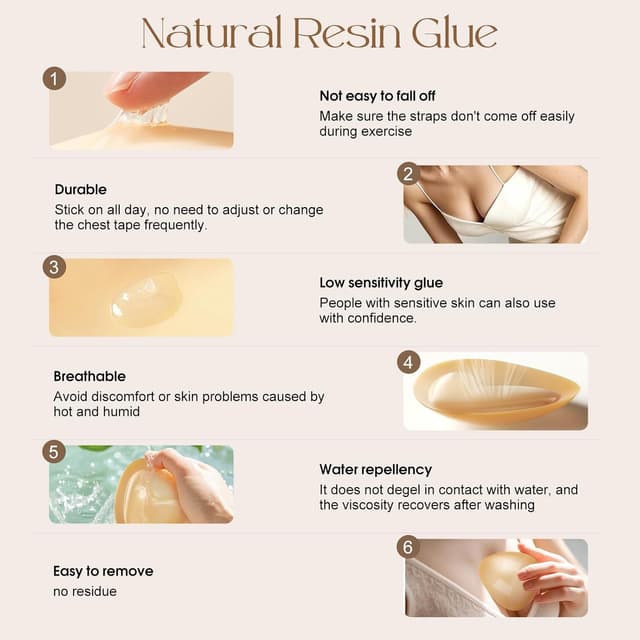 Detalle de Uiheex Double Sided Sticky Bra Inserts (Reusable Push Up Adhesive Pads) for Bikini, Swimsuit & Sports Bra