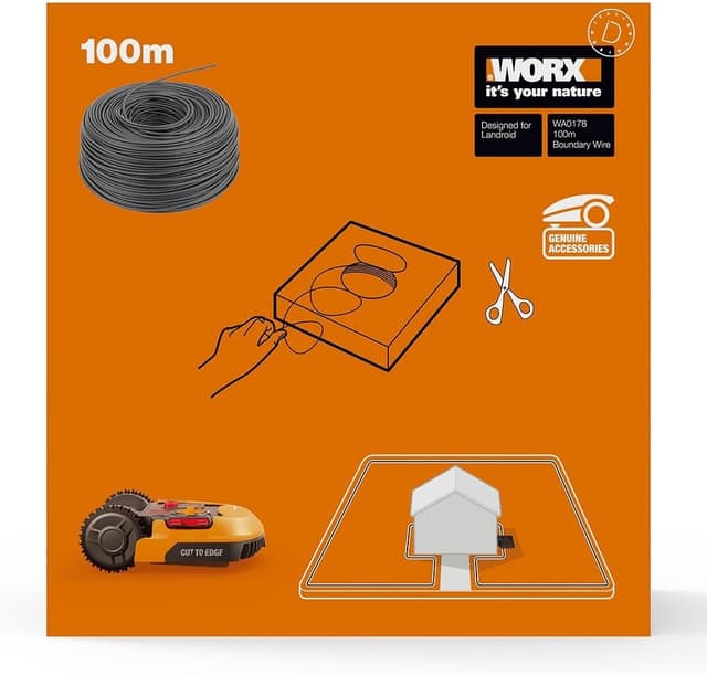 Detalle de WORX WA0178 filo perimetrale da 100 m per robot rasaerba Landroid, colore nero