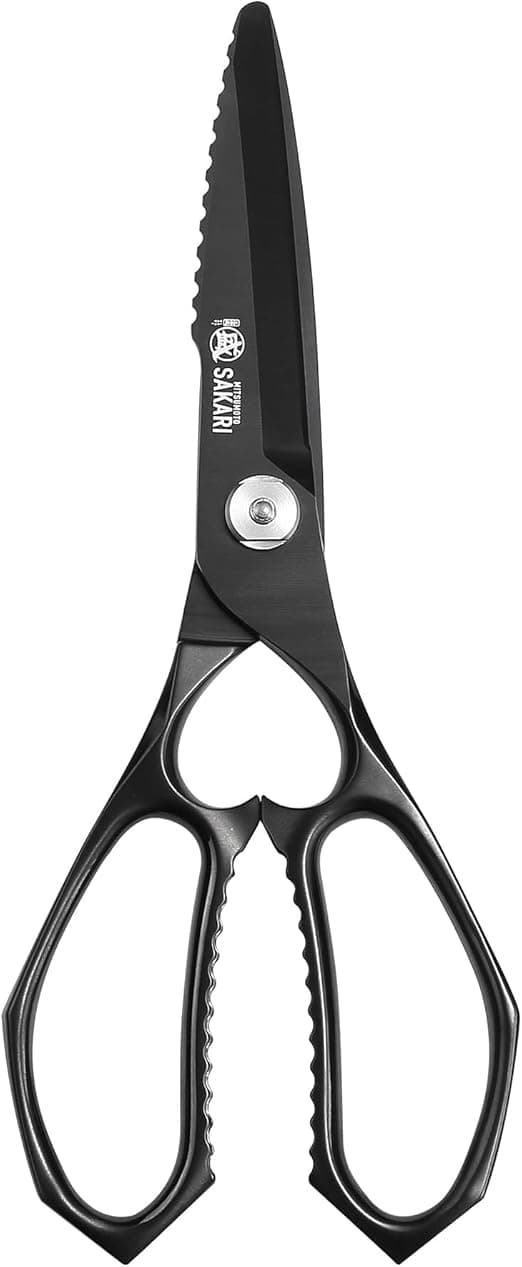 Detalle de MITSUMOTO SAKARI Tijeras de Cocina 22 cm ✂️ Multiusos Titanio Negro
