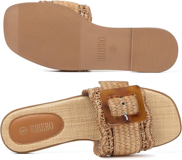 Detalle 2 de Rihero raffia flat sandals for summer