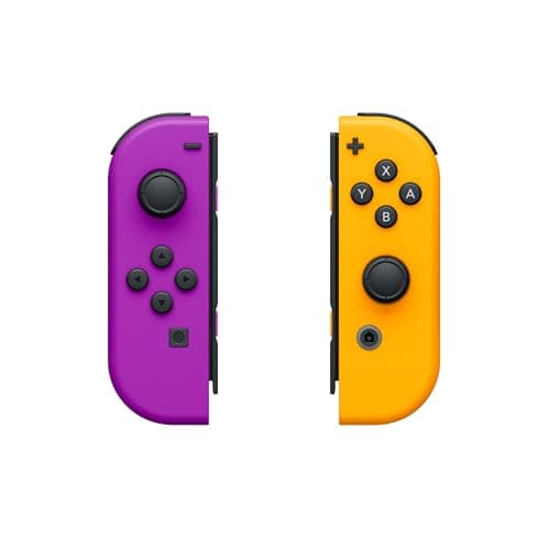 Detalle 2 de Set Nintendo Joy-Con morado neón y naranja neón para Nintendo Switch con correas