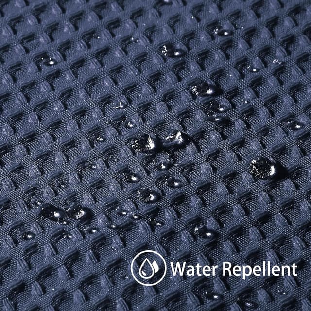 Detalle de Rideau de douche VANZAVANZU motif gaufre bleu marine 92x182 cm avec anneaux métalliques