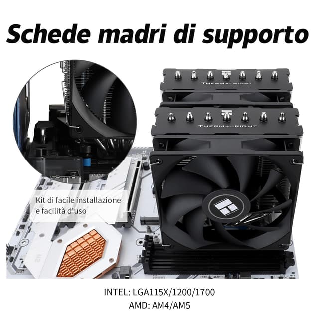 Detalle de TR Phantom Spirit 120SE CPU-Kühler mit 7 Heatpipes, Doppel-120-mm-Lüfter TL-C12B V2 PWM (AGHP 4.0) für AM4/AM5 & Intel 1700/1200