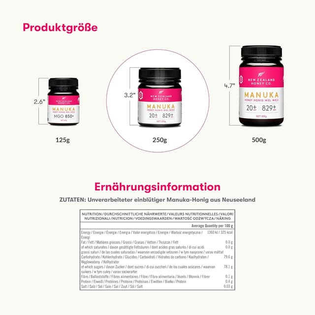 Thumbnail 2 de New Zealand Honey Co. Manuka Honig MGO 829+ UMF 20+ 250g 🍯