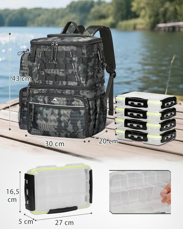 Thumbnail 6 de MATEIN Angelrucksack mit Boxen 4 Köderboxen