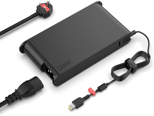 Detalle de MAXPOR Slim 230W Gaming Laptop Charger for Lenovo Legion & ThinkPad (Square Yellow Tip)