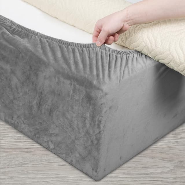 Detalle de DUJUIKE Mantovana per giroletto in velluto riccio per divano letto, protezione e rinnovo (Cal King 180–190 cm) – Grigio chiaro
