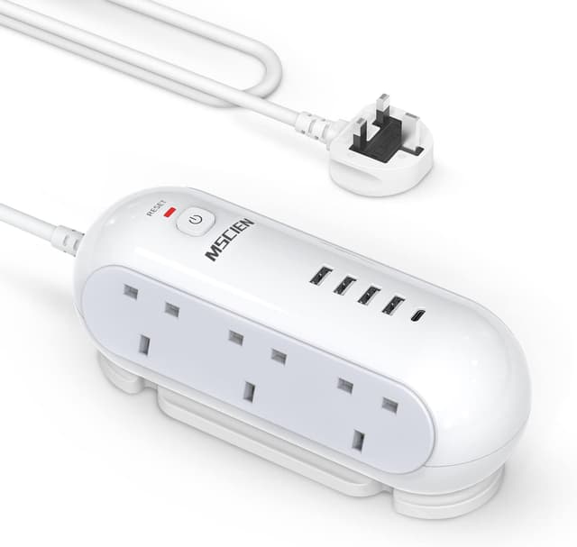 Detalle de Mscien 6-Gang Extension Lead with 3M Cable and 5 USB Ports (Surge Protection up to 3250W)