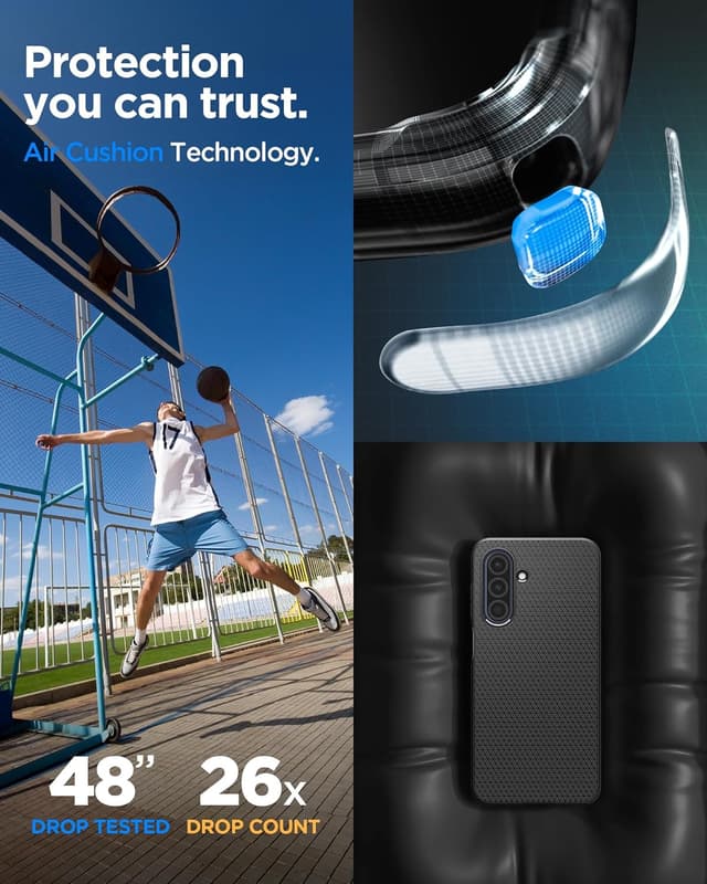 Detalle 2 de Spigen Liquid Air Hülle für Samsung Galaxy A26 5G – Matte Black mit Anti-Rutsch und Kameraschutz