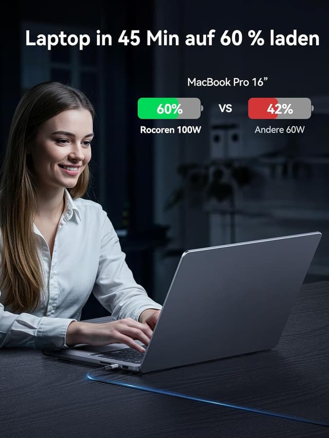 Detalle 2 de Rocoren USB C Kabel 100W 2er Set 2m