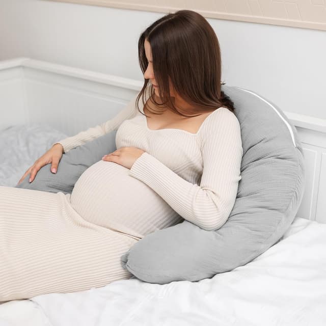 Detalle 2 de Totsy Baby Stillkissen XXL Schwangerschaftskissen 190 cm – Musselin-Bezug, Oeko-Tex