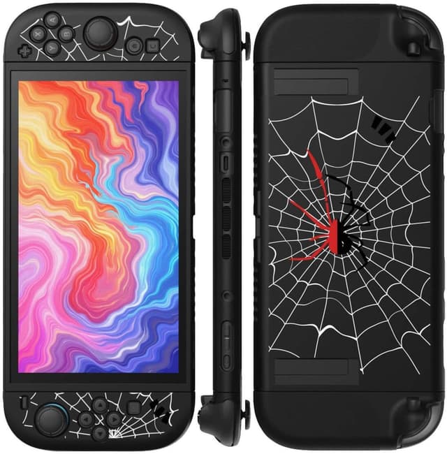 Thumbnail 6 de JINGDU Textured Grip Protective Case for Nintendo Switch 2 (2025) – Black Spider Web Design