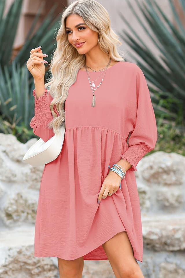 Detalle de Dokotoo Women’s Casual Tunic Dress with Empire Waist, Tiered Ruffle Hem & Lantern Sleeves