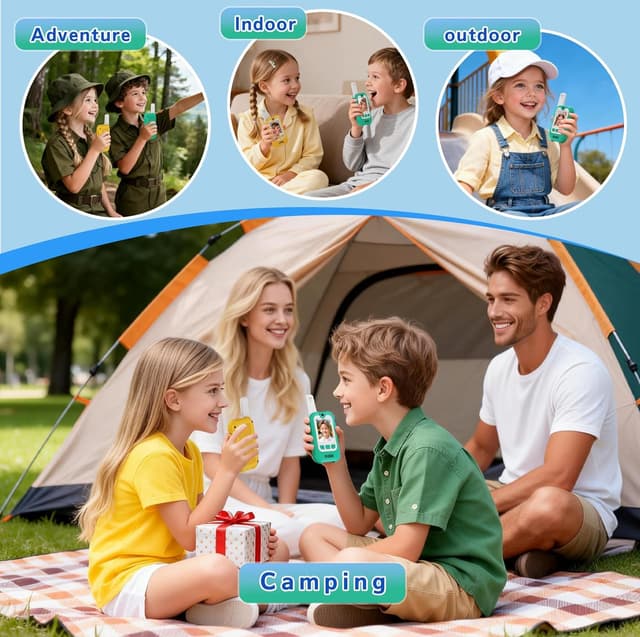 Detalle de MoonLull Kids Video Walkie Talkies with Camera (No Wi‑Fi/SIM) – Secure Encrypted 2‑Pack, 300m Long Range