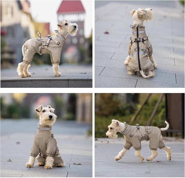 Thumbnail 6 de BT Bear Dog Winter Coat Jacket Outdoor (with harness), Adjustable 4 Legs, Waterproof Reflective Khaki – Size XL