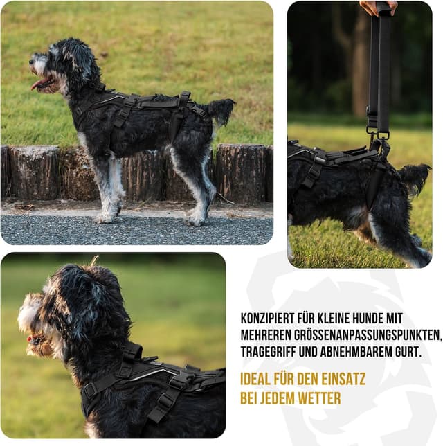 Thumbnail 6 de OneTigris Hopper harnais pour chien taille S (noir) avec 2 poignées pour soutien et rééducation