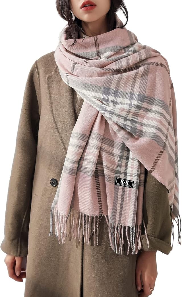 Detalle de Gebell Women Tartan Scarf (Winter Plaid Blanket) – long soft warm tartan check stole