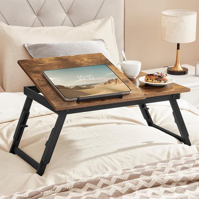 Detalle 2 de SONGMICS LLD105B01 Laptoptisch fürs Bett: höhen- und winkelverstellbar, bis 15,6 Zoll, klappbar mit Schublade