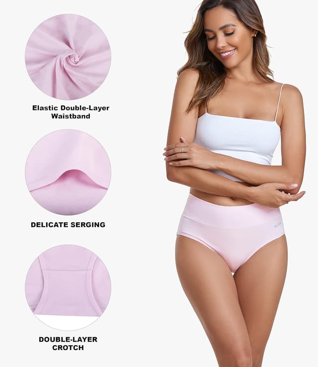 Detalle de coskefy High Waisted Cotton Panties 5-Pack